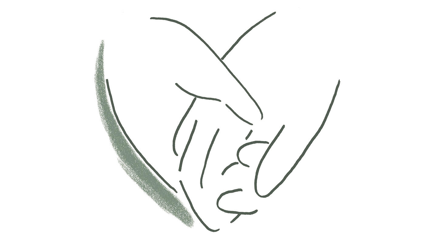 Illustrasjonstegning av to hender som holder - formet som et hjerte.