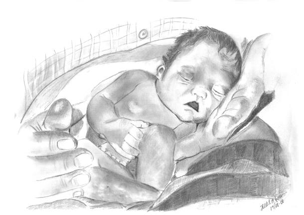 Tegning av nyfødt barn