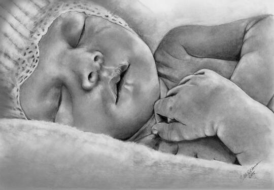 Tegning av nyfødt baby.
