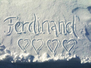 Ferdinand skrevet i snø