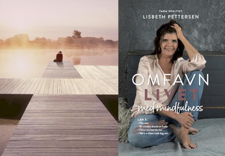 Collage av to bilder, ett portrett av Lisbeth Pettersen, og ett foto av person som sitter ytterst på en brygge.